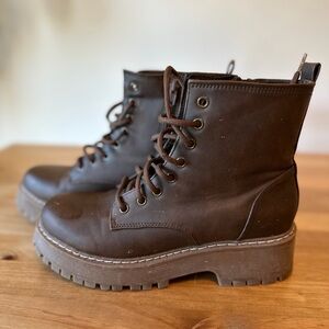 Brown Lace-Up Women's Boots